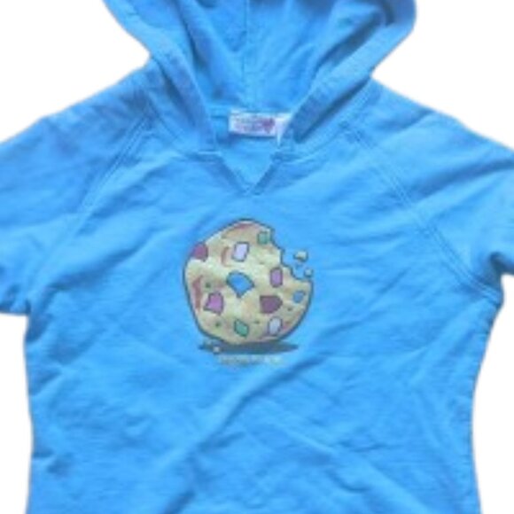 --- VINTAGE Blue Hoodie Hooded Top with Cookie Girl Size Medium 10 12 - Picture 2 of 4